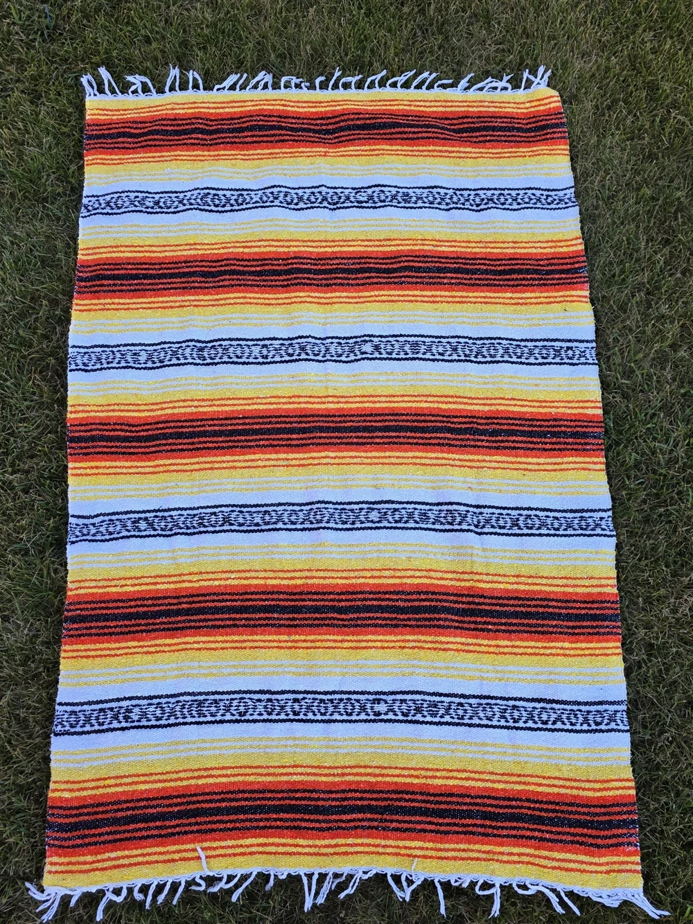 Artesanias F.R. Mexican Falsa Blanket 67x41 Boho Serape Throw